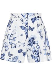Oscar de la Renta floral-print high-waisted shorts - Blu