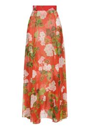 Oscar de la Renta Geranium-print silk maxi skirt - Arancione