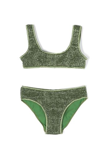 Oseree Kids metallic-effect bikini set - Verde