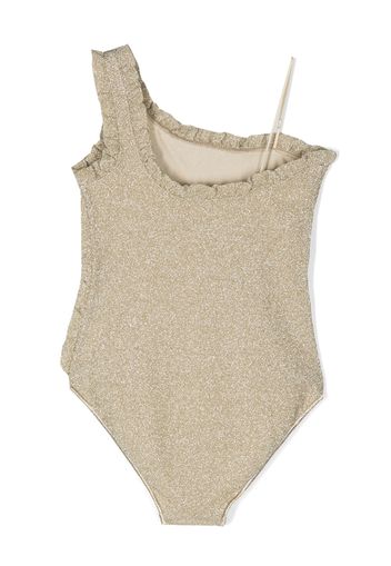 Oseree Kids high-shine ruffle-detail swimsuit - Oro