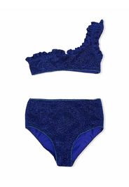 Oseree Kids metallic one-shoulder bikini set - Blu