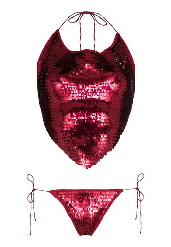 Oséree OSEREE SEQUINED BANDANA SET - Rosso