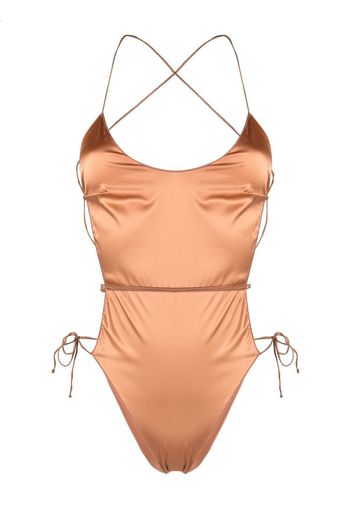 Oséree side tie-fastening swimsuit - Marrone