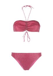 Oséree gathered halterneck lurex bikini set - Rosa