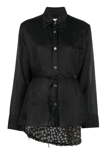 OUR LEGACY belted floral-panel shirt - Nero