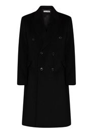 double-breasted hairy wool coat