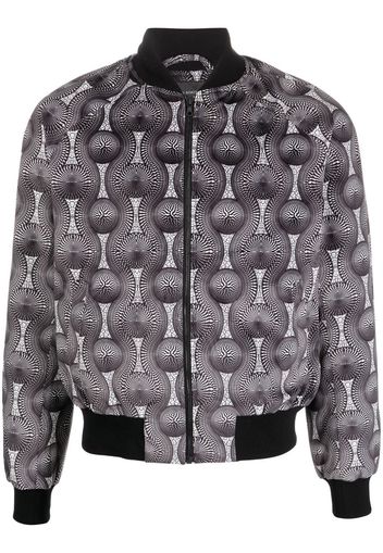 OZWALD BOATENG geometric-print silk bomber jacket - Bianco