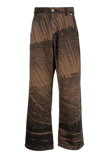PACCBET abstract-print wide-leg jeans - Marrone