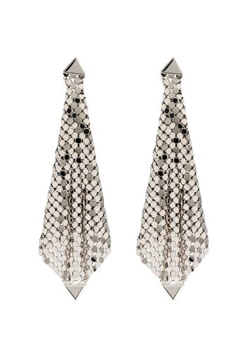 silver tone chain mesh drape earrings