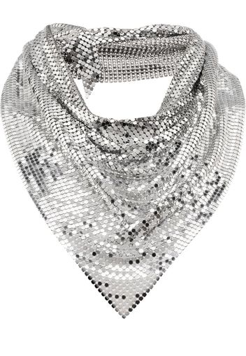 Silver tone draped metal mesh necklace