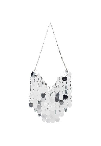 Silver tone sequins shoulder bag