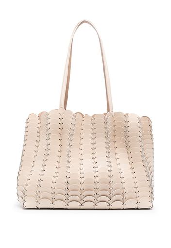 chain-link leather tote bag