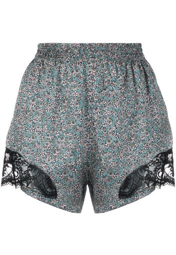 lace-panel floral-print shorts