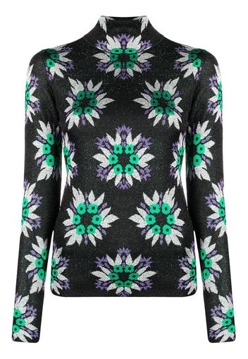 Paco Rabanne floral print glitter top - Verde