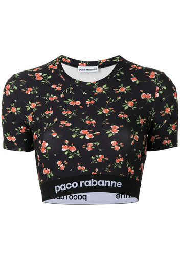 Paco Rabanne T-shirt crop a fiori - Blu