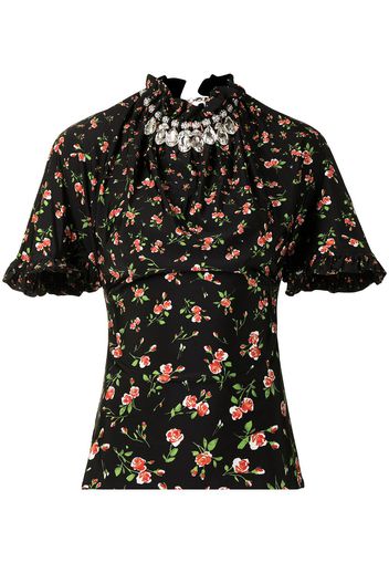 Paco Rabanne Blusa a fiori - Nero