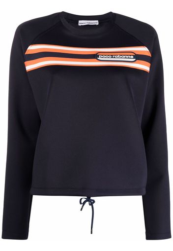 Paco Rabanne logo-patch striped sweatshirt - Blu