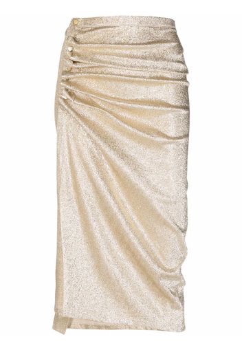 Paco Rabanne metallic ruched midi skirt - Oro