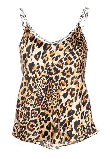 Paco Rabanne leopard-print chain-strap tank top - Marrone