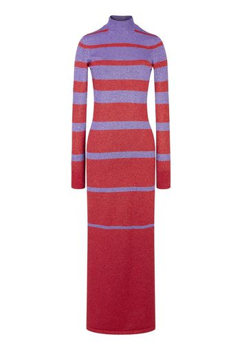 Paco Rabanne striped-pattern lurex maxi dress - Rosso