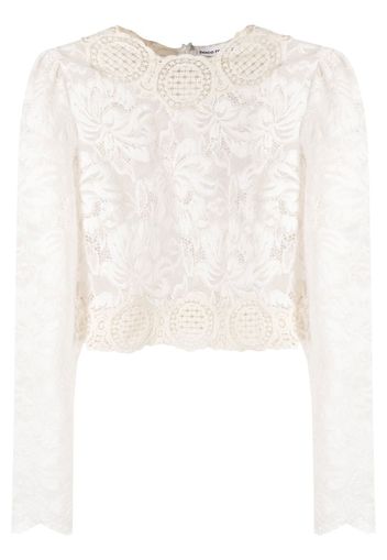 Paco Rabanne floral-embroidered cropped top - Toni neutri