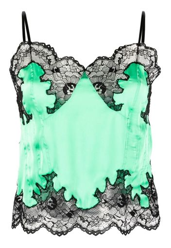 Paco Rabanne lace-trim satin camisole - Verde