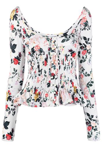 Paco Rabanne floral-print corset-style blouse - Bianco