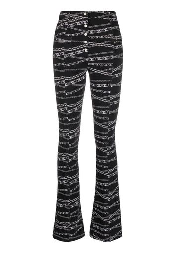 Paco Rabanne graphic-print flared trousers - Nero