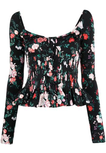 Paco Rabanne floral-print corset-style blouse - Nero
