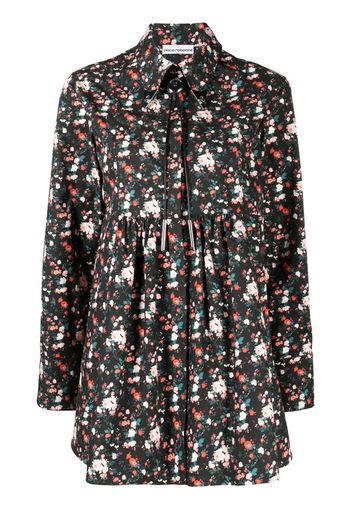 Paco Rabanne embellished floral-print shirt dress - Nero