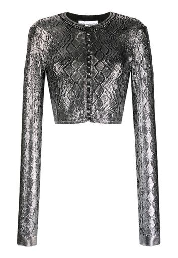 Paco Rabanne sequin-design cropped cardigan - Argento