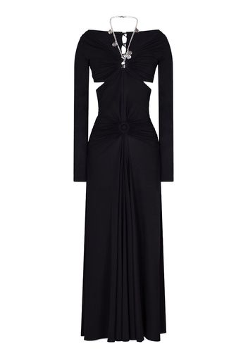 Paco Rabanne chain-detail draped long dress - Nero