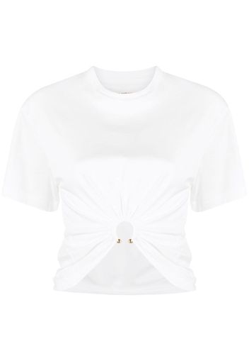 Paco Rabanne gathered-detail short-sleeve T-shirt - Bianco