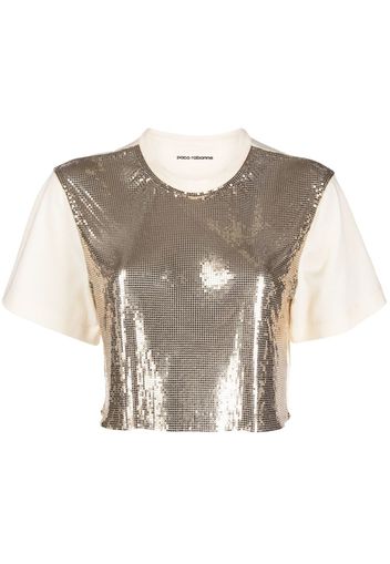 Paco Rabanne chainmail-panel cropped T-shirt - Oro