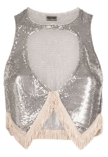 Paco Rabanne fringed metallic cut-out top - Oro