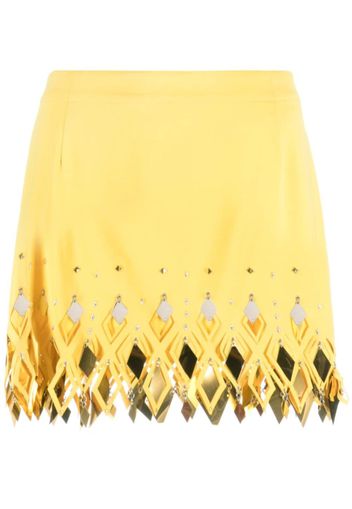 Paco Rabanne studded-hem crepe miniskirt - Giallo