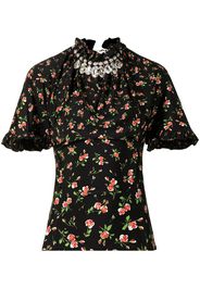 Paco Rabanne Blusa a fiori - Nero