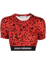 PACO RABANNE paint-splatter print jersey crop top - Rosso