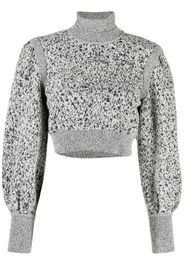 Paco Rabanne high neck puff-sleeve jumper - Bianco