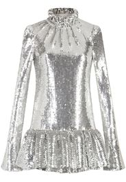 Paco Rabanne sequined ruffled minidress - Argento