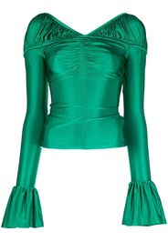 Paco Rabanne flounce-sleeved draped top - Verde