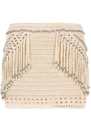 Paco Rabanne beaded fringed miniskirt - Toni neutri