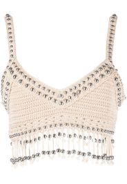 Paco Rabanne bead-embellished cropped top - Toni neutri