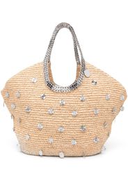 Paco Rabanne large embellished raffia tote bag - Toni neutri