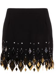 Paco Rabanne embellished cut-out crêpe miniskirt - Nero