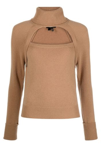 PAIGE cut-out detail roll-neck sweater - Marrone