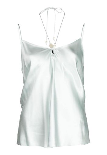 PAIGE Arina shell-embellished silk top - Verde