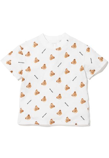 Palm Angels Kids T-shirt Polo Bear con stampa - Bianco