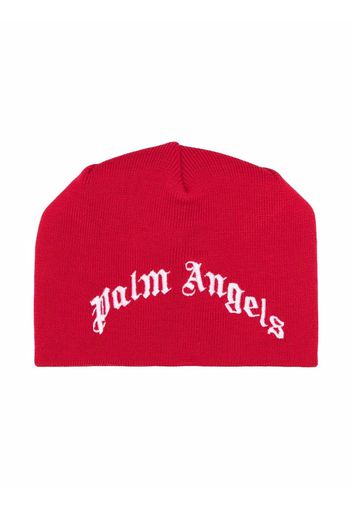 Palm Angels Kids CLASSIC LOGO BEANIE RED WHITE - Rosso