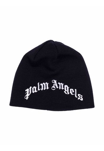 Palm Angels Kids CLASSIC LOGO BEANIE NAVY BLUE WHITE